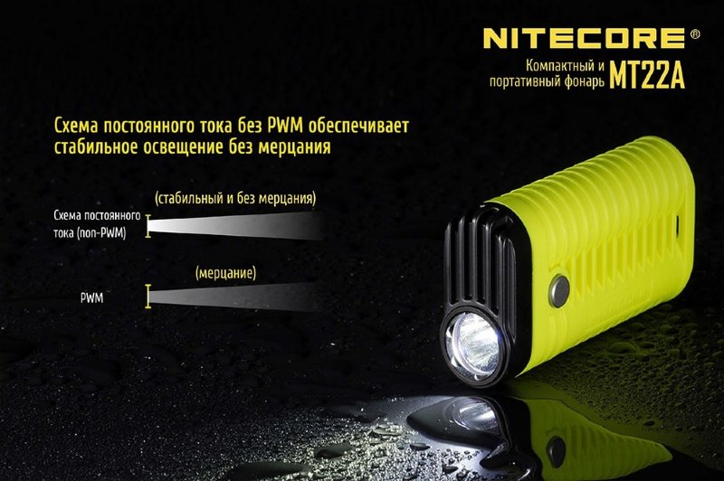 Фонарь Nitecore MT22A (черный, коричневый, желтый)