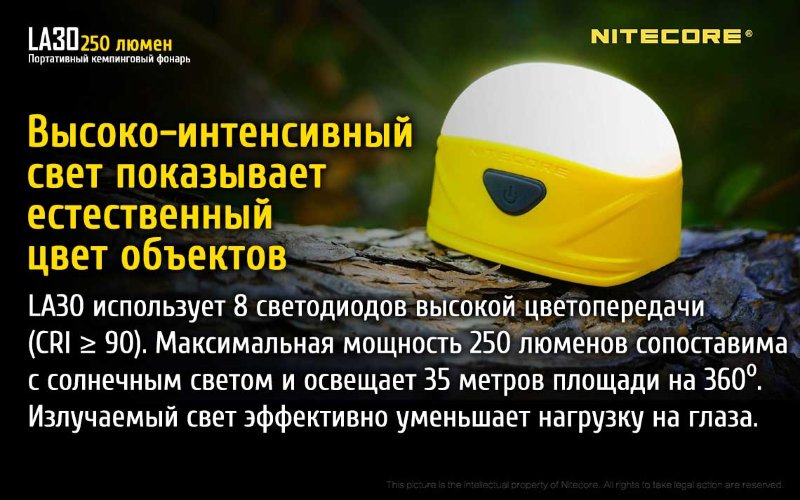 Фонарь кемпинговый Nitecore LA30 (синий, жёлтый)