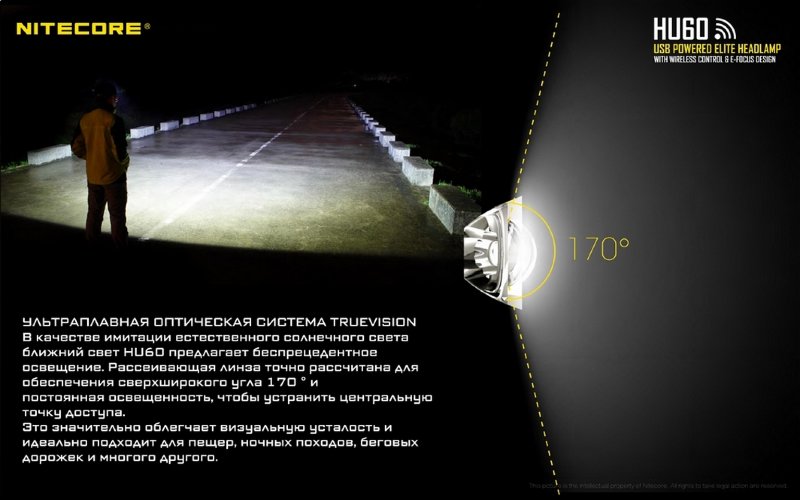 Налобный фонарь Nitecore HU60 CREE 4*XP-G3 S3+XHP35HDE2