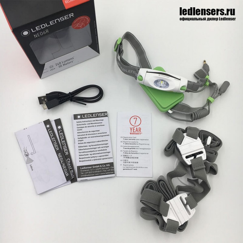 Аккумуляторный налобный фонарь LedLencer NEO 6R 500919 зеленый