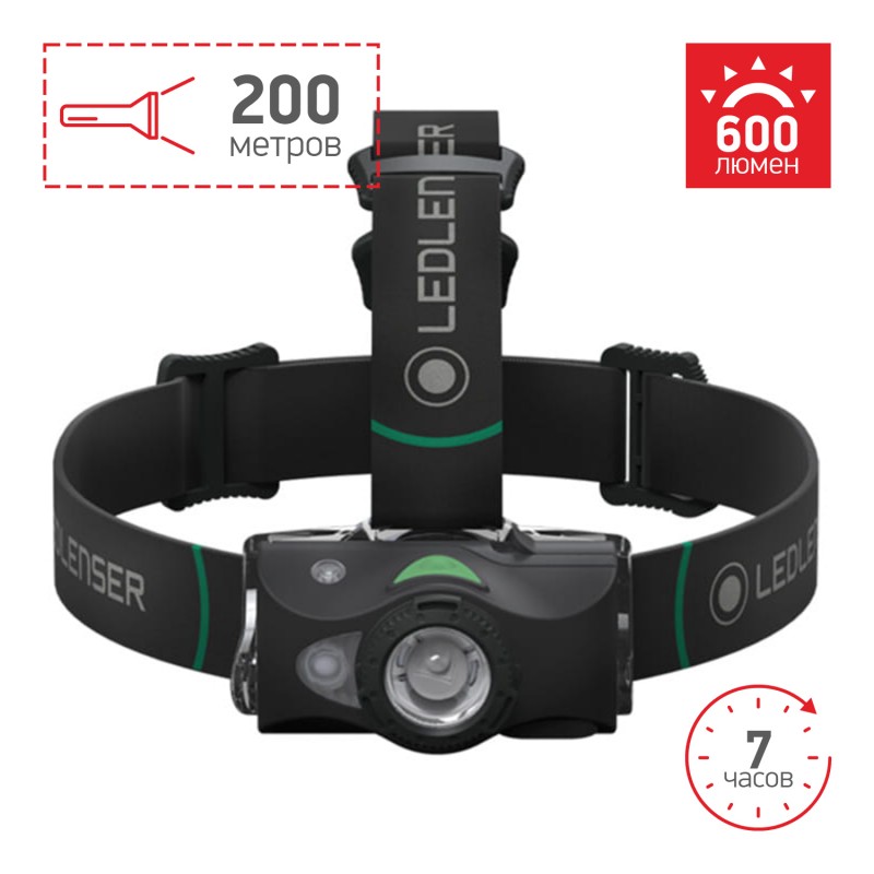 Аккумуляторный налобный фонарь LedLencer MH8 черный 500972