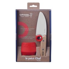 Нож шеф-повара Opinel+защита пальцев, деревянная рукоять, нержавеющая сталь, коробка, 001744