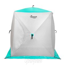 Зимняя утепленная палатка-куб Helios Premier Комфорт 1,8×1,8 PR-ISCC-180BG бирюза/серый