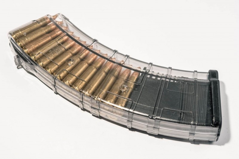 Магазин Pufgun на ВПО-136/АК/АКМ/Сайга, 30 патронов, прозрачный