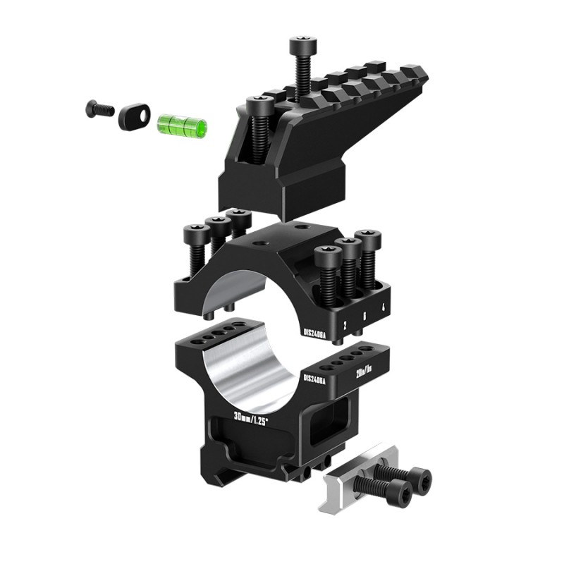 Кольца Discovery 30мм усиленные высокие (7075) с планкой и уровнем под Picatinny в интернет-магазине Optics Trade Кольца Discovery 30мм усиленные высокие (7075) с планкой и уровнем под Picatinny