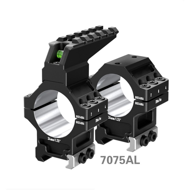 Кольца Discovery 34мм усиленные высокие (7075) с планкой и уровнем под Picatinny в интернет-магазине Optics Trade Кольца Discovery 34мм усиленные высокие (7075) с планкой и уровнем под Picatinny