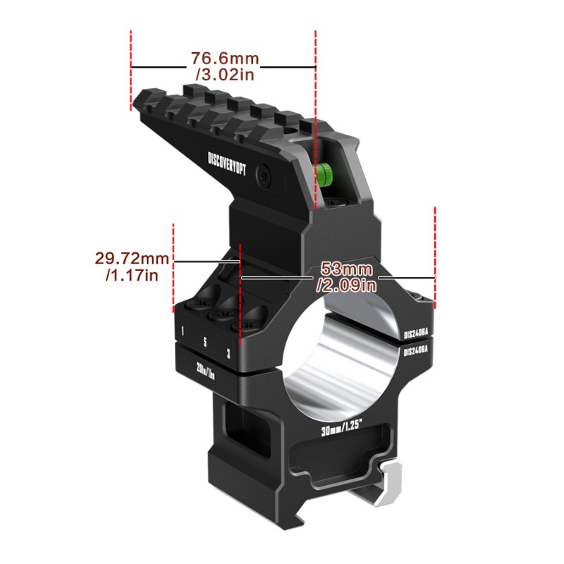 Кольца Discovery 30мм усиленные высокие (7075) с планкой и уровнем под Picatinny в интернет-магазине Optics Trade Кольца Discovery 30мм усиленные высокие (7075) с планкой и уровнем под Picatinny