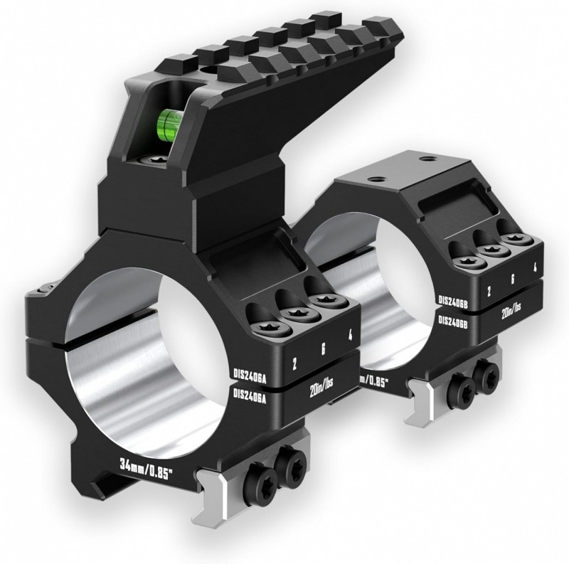 Кольца Discovery 30мм усиленные низкие (7075) с планкой и уровнем под Picatinny в интернет-магазине Optics Trade Кольца Discovery 30мм усиленные низкие (7075) с планкой и уровнем под Picatinny