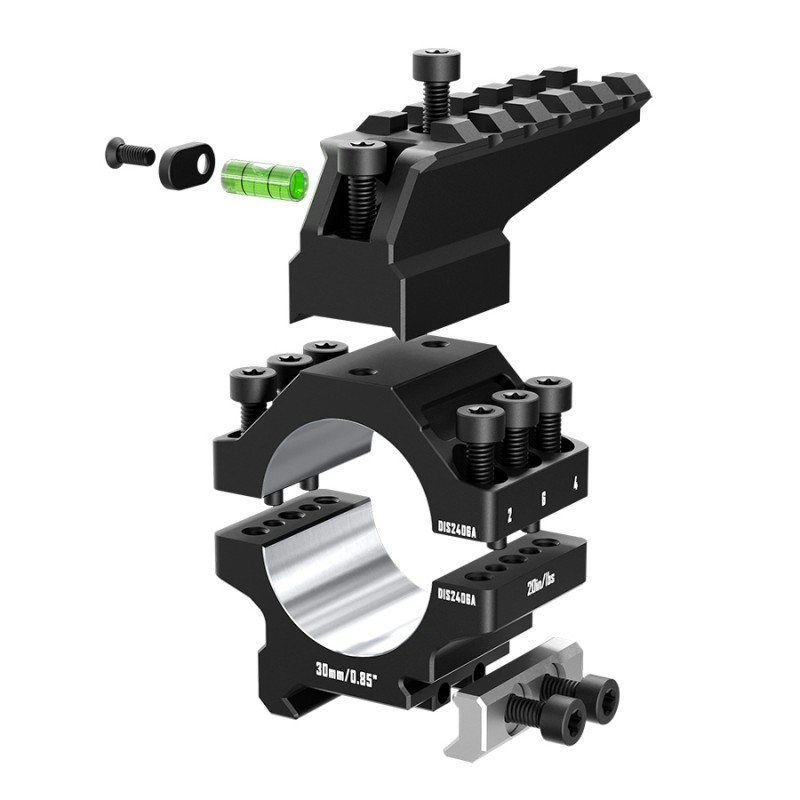 Кольца Discovery 30мм усиленные низкие (7075) с планкой и уровнем под Picatinny в интернет-магазине Optics Trade Кольца Discovery 30мм усиленные низкие (7075) с планкой и уровнем под Picatinny