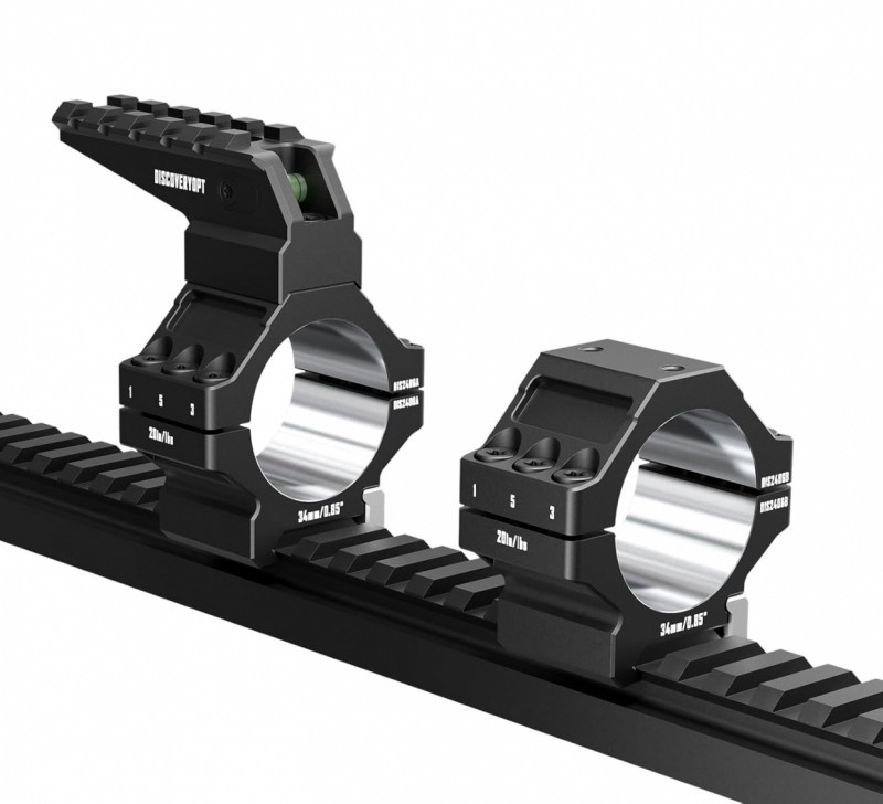 Кольца Discovery 30мм усиленные низкие (7075) с планкой и уровнем под Picatinny в интернет-магазине Optics Trade Кольца Discovery 30мм усиленные низкие (7075) с планкой и уровнем под Picatinny