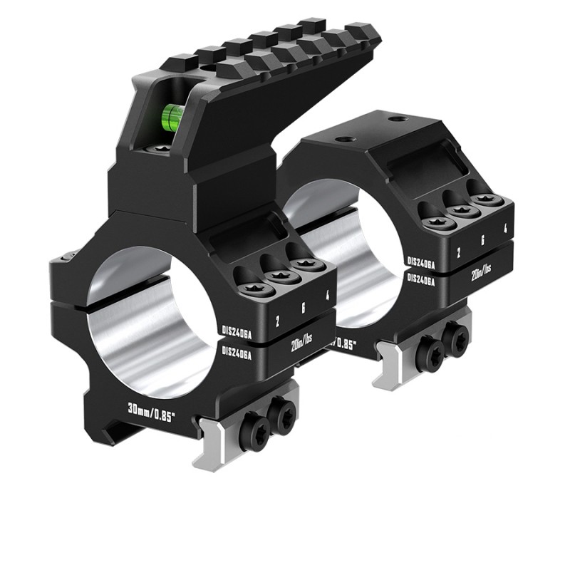 Кольца Discovery 30мм усиленные низкие (7075) с планкой и уровнем под Picatinny в интернет-магазине Optics Trade Кольца Discovery 30мм усиленные низкие (7075) с планкой и уровнем под Picatinny