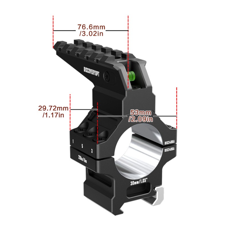 Кольца Discovery 30мм усиленные средние (7075) с планкой и уровнем под Picatinny в интернет-магазине Optics Trade Кольца Discovery 30мм усиленные средние (7075) с планкой и уровнем под Picatinny