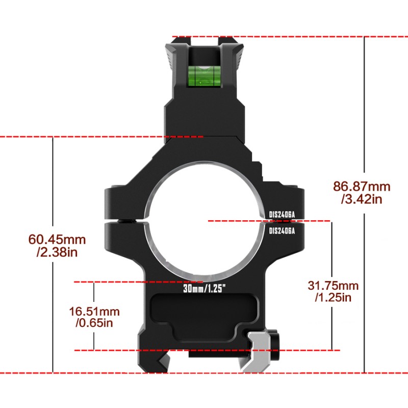 Кольца Discovery 30мм усиленные высокие (7075) с планкой и уровнем под Picatinny в интернет-магазине Optics Trade Кольца Discovery 30мм усиленные высокие (7075) с планкой и уровнем под Picatinny