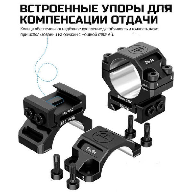 Кольца Discovery 30мм низкие под Picatinny (7075) в интернет-магазине Optics Trade Кольца Discovery 30мм низкие под Picatinny (7075)