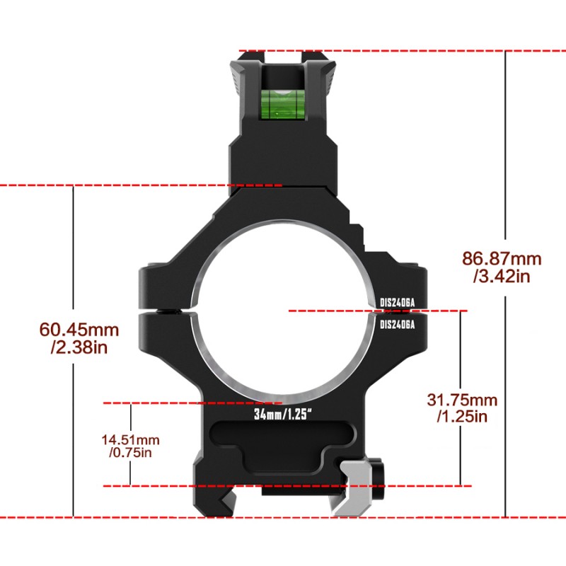 Кольца Discovery 34мм усиленные высокие (7075) с планкой и уровнем под Picatinny в интернет-магазине Optics Trade Кольца Discovery 34мм усиленные высокие (7075) с планкой и уровнем под Picatinny