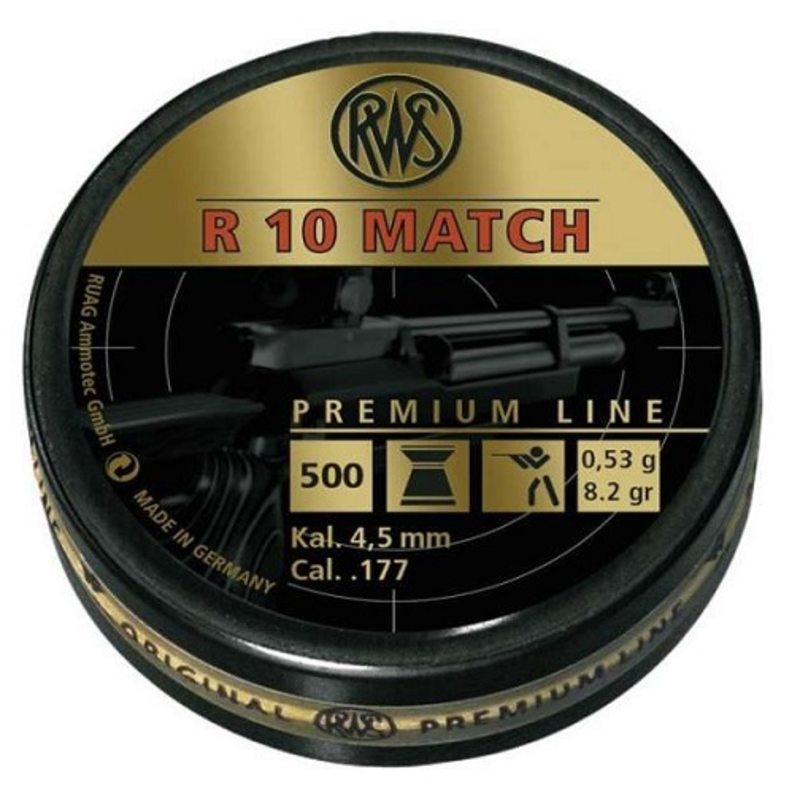 Пульки RWS R10 Match, 0.53 г, 4.5 мм, 500 шт, RWSR10053