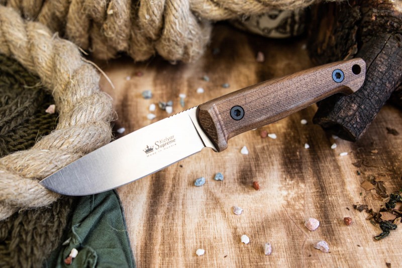 Туристический нож Santi D2 StoneWash Орех Кожа