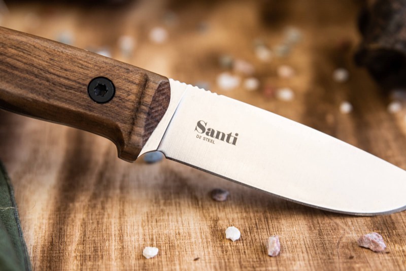 Туристический нож Santi D2 StoneWash Орех Кожа