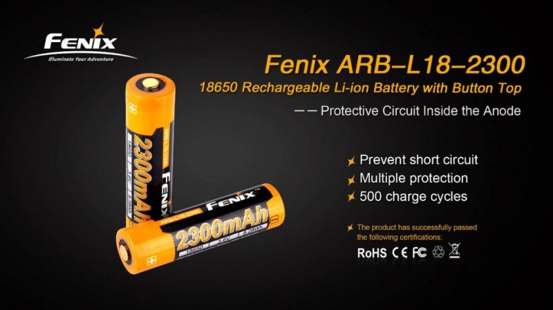 Аккумулятор 18650 Fenix ARB-L18 (2300mAh)