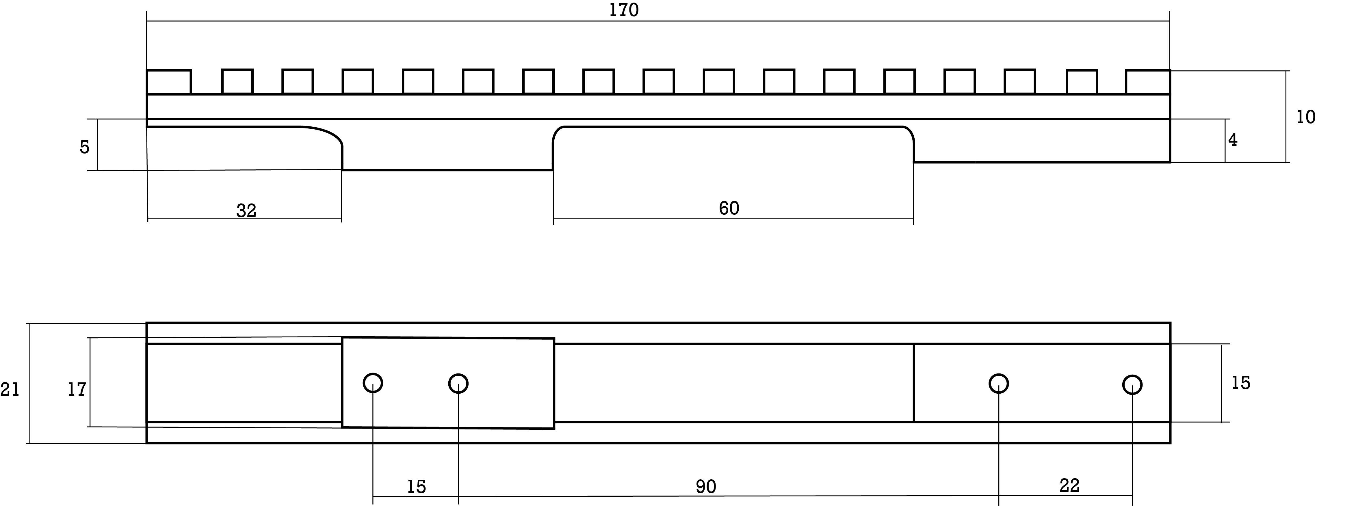 Планка Бизон на Franchi Horizon (Cal. 223 Rem), Picatinny, L-170 мм, 0 моа