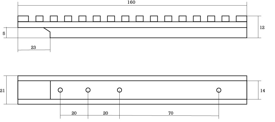 Кронштейн Бизон на Anschutz 525, Cal. 22LR, Picatinny L-160 мм, 0 моа