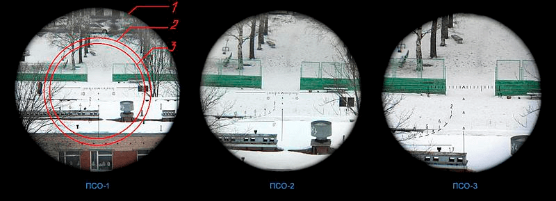 Сравнение прицельных сеток ПСО-1, ПСО-2, ПСО-3